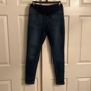 U45- Harper Grey Maternity Medium Wash Stretch Slim Leg Denim Jeans Size Small